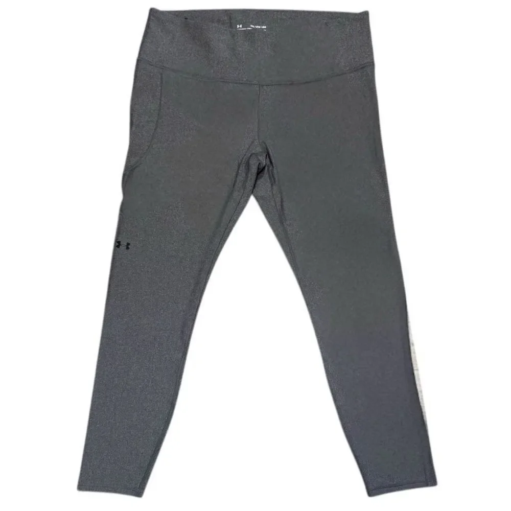 Under Armour UA Gray HeatGear Tech No-Slip Waistband Full Length Leggings NEW - Picture 4 of 14